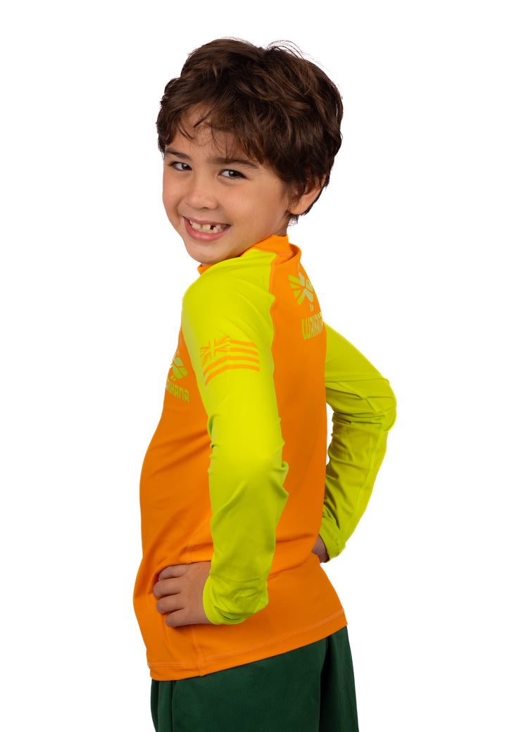 Rashguard de manga larga naranja para niños 