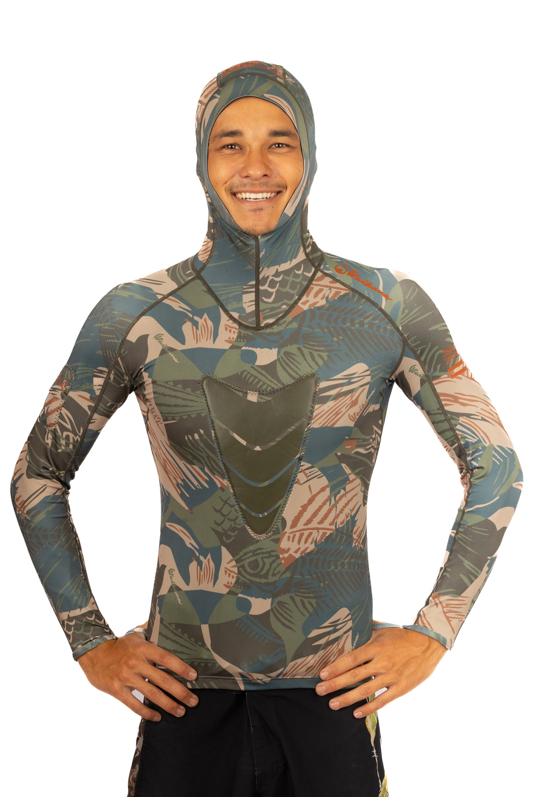 Hawaiian Brushstroke Hooded Spearfishing Rashguard